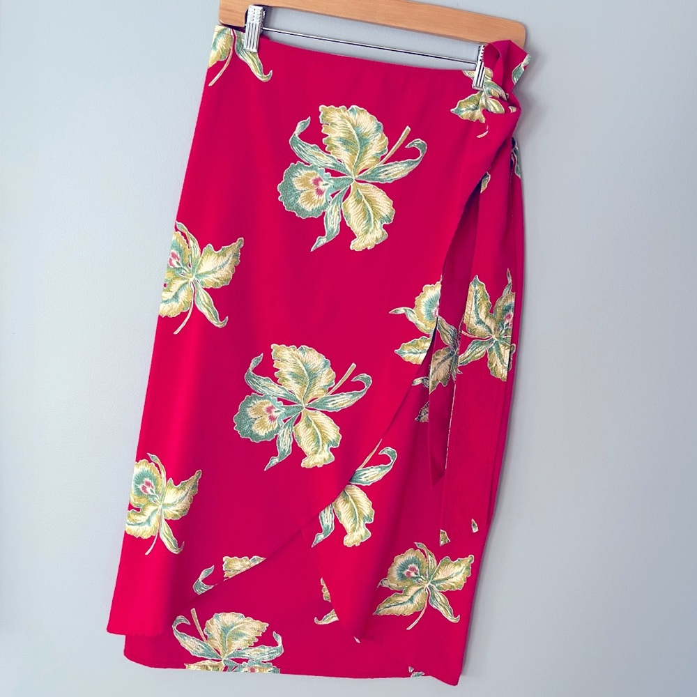 NEW Faherty Pacifica Seersucker Wrap Skirt - Orchid Blossom
